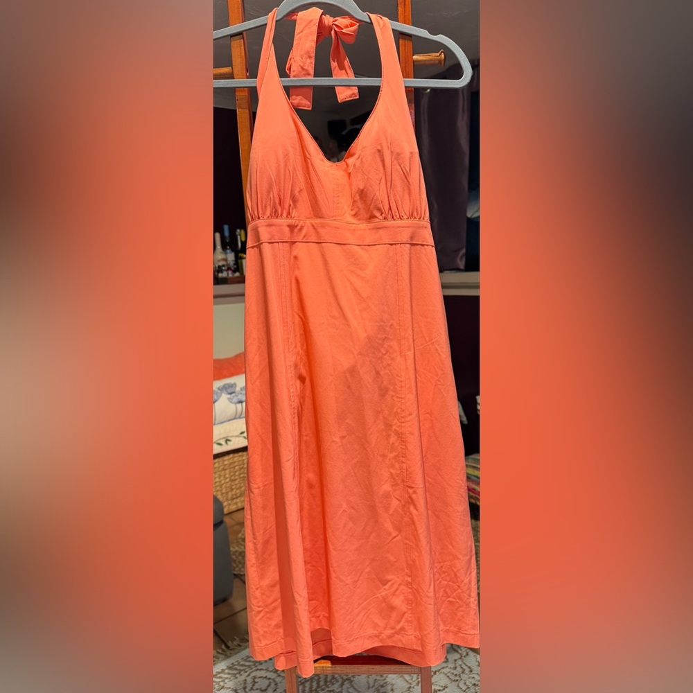 Vibrant Orange Halter Dress